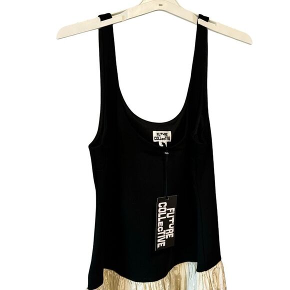 Target Future Collective Sleeveless Contrasting Knit Ankle Dress in Black Cream - Picture 8 of 11